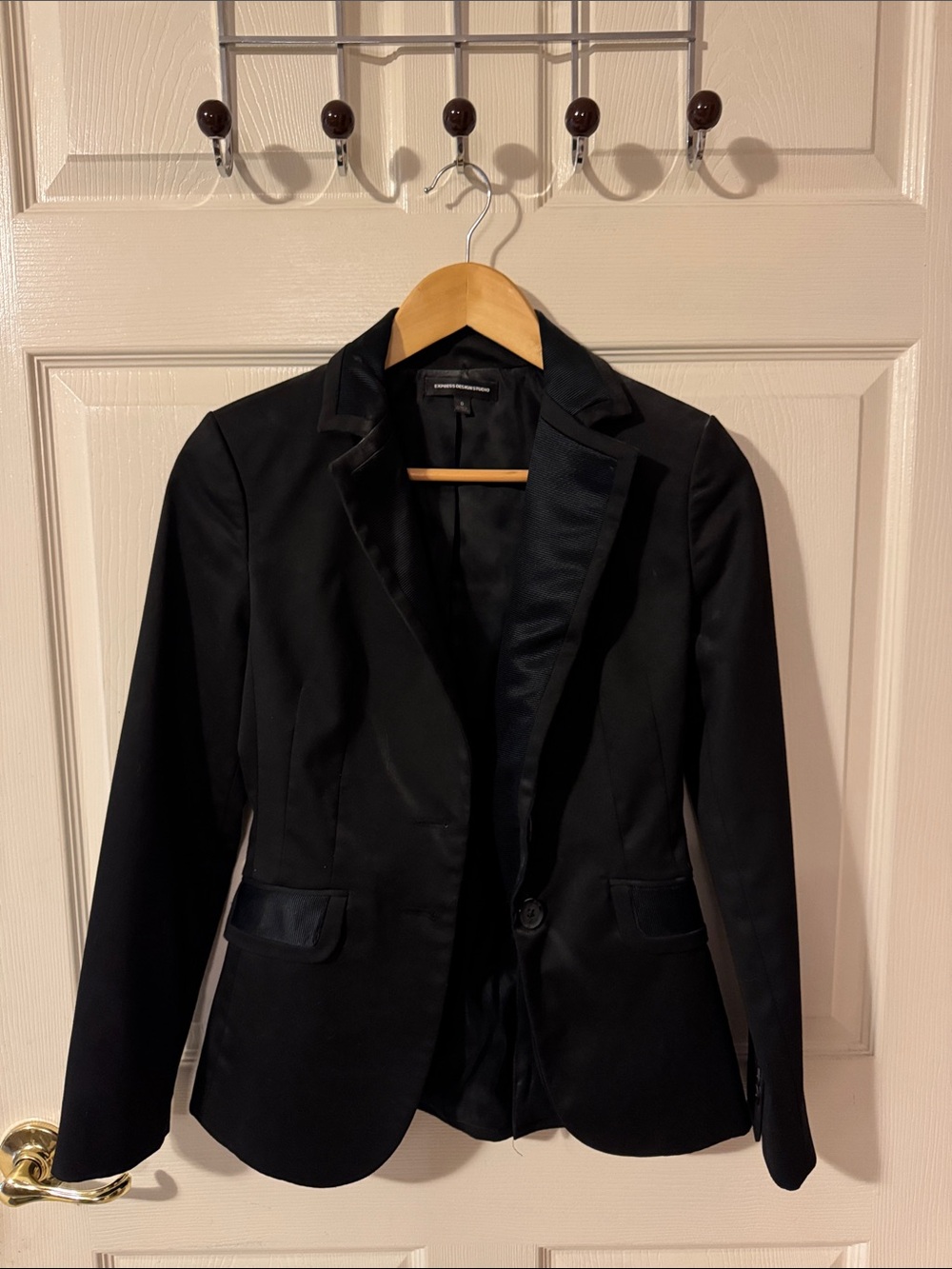 Express Black Women's Blazer with Satin Trim